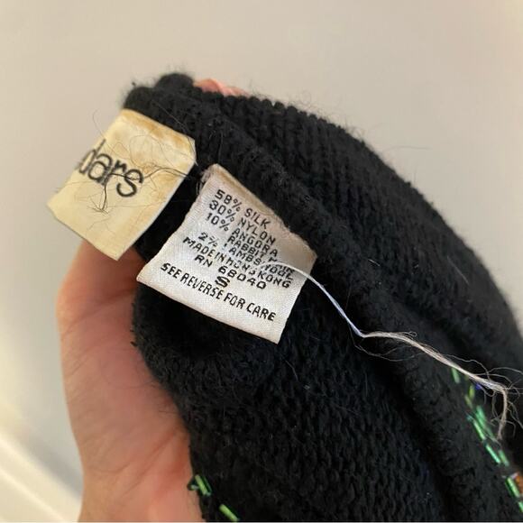 Vintage Cedars Black Embellished Beaded Sequin Silk Angora Sweater Small - Picture 12 of 12